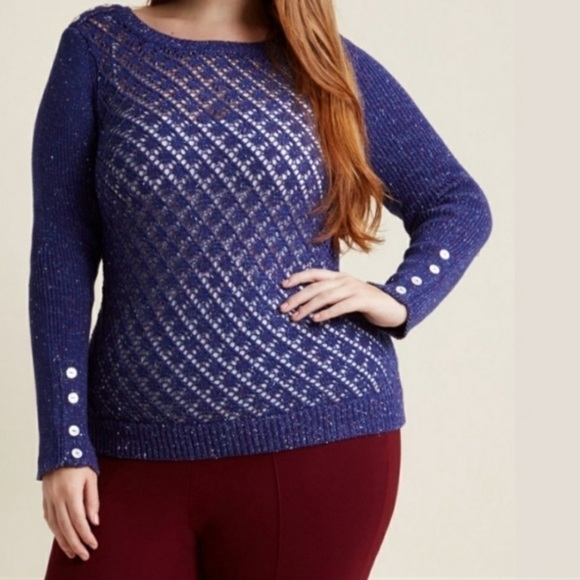 ModCloth Blue Impromptu Photoshoot Knit Sweater - Picture 2 of 11